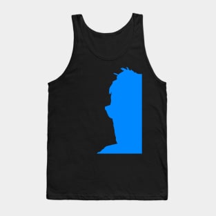 Half a guy facing left silhouetted blue. Tank Top